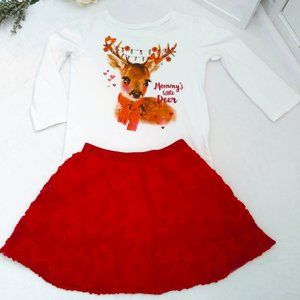 The Children's Place Red Tutu Skirt 3D Roses and Top Size 4T